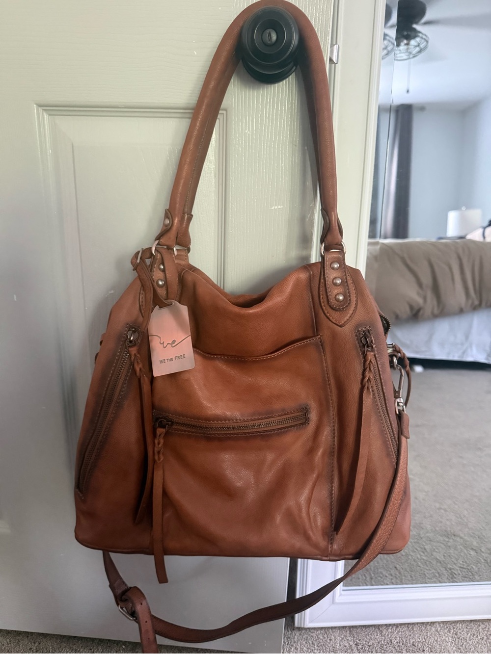 Free People Emerson tote- large/regular size in color Saddle